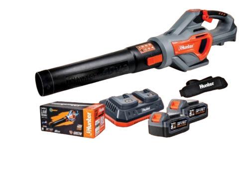 סט מפוח עלים נטען 2X20V Brushless עם זוג סוללות 4Ah ומטען כפול + רצועה Hunter הנטר דגם:102903-012